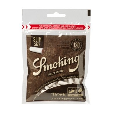 Фильтры для самокруток Smoking - Slim Brown (120 штук, 15x6 мм) купить в Барнауле