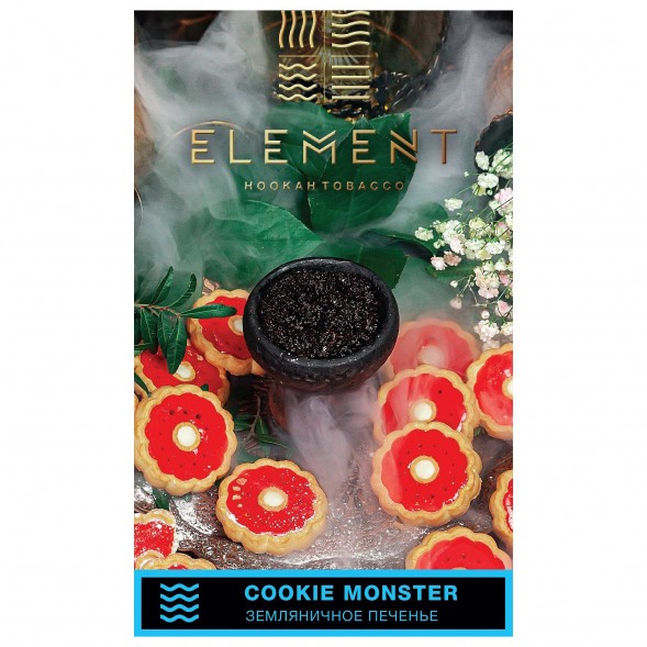 Табак Element Вода - Cookie Monster NEW (Земляничное Печенье, 25 грамм) купить в Барнауле