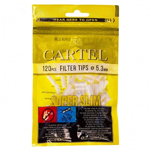 Фильтры для самокруток Cartel - Super Slim (120 штук, 15х5,3 мм) купить в Барнауле