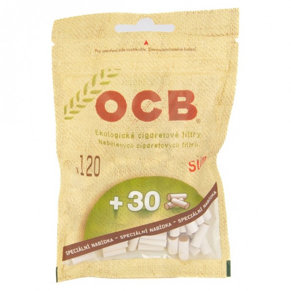 Фильтры для самокруток OCB - Ecologycal Slim Organic (120+30 штук, 15х6 мм) купить в Барнауле