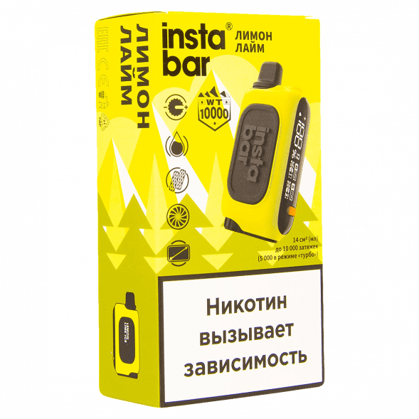 PLONQ INSTABAR WT - Лимон Лайм (Lemon Lime Ice, 10000 затяжек) купить в Барнауле